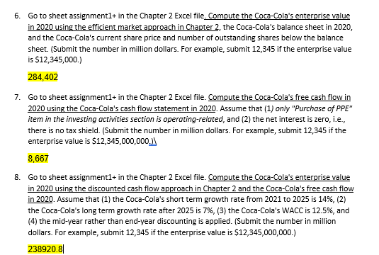 9. Continue from Questions 6 and 8. Using Excel Solver, compute Coca-Cola's