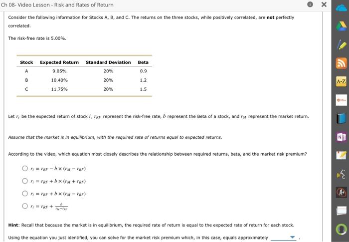drop down options are mostly percentages Consider the following information for Stocks