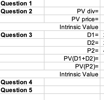 3. Company BMI will experience a supernormal growth rate of 20% in