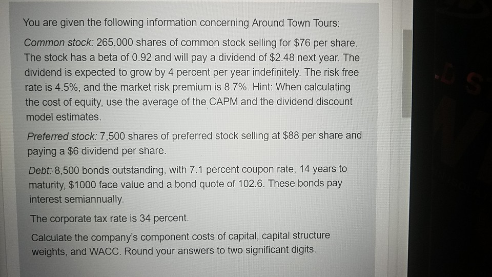  please show steps without using excel. thank you. You are given