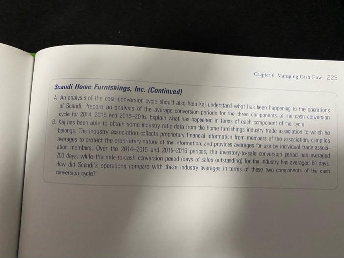 Inc. 1. For 2015 and 2016, calculate the following (show your math).