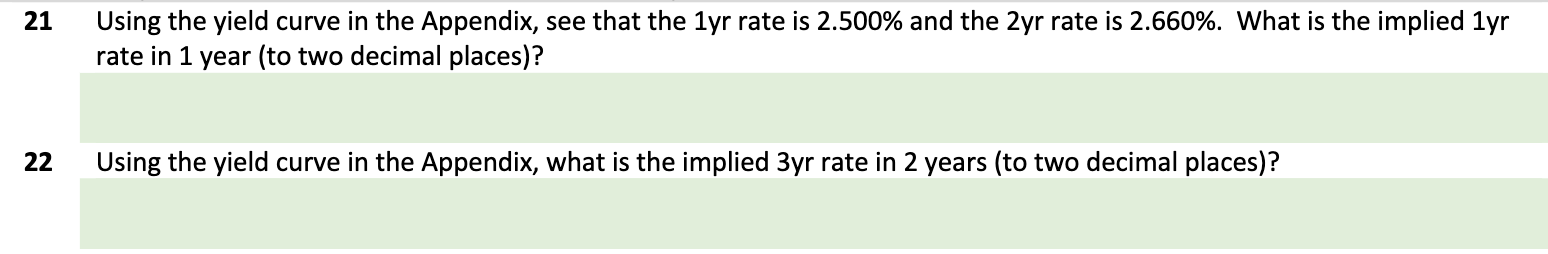  21 Using the yield curve in the Appendix, see that the