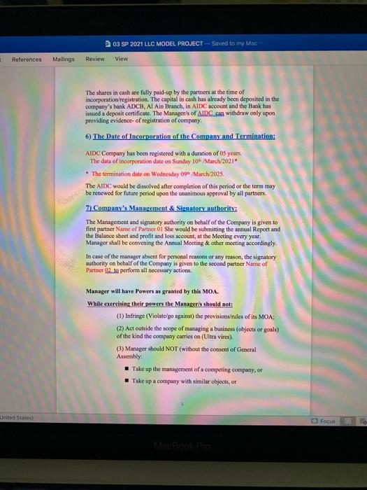 of the Company is Atlas Interior designing company, which is Limited Liability