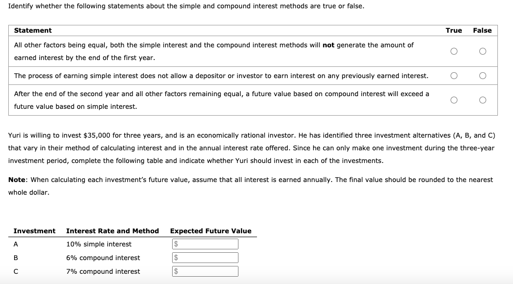 possible methods: the interest and the interest methods. Both methods apply three