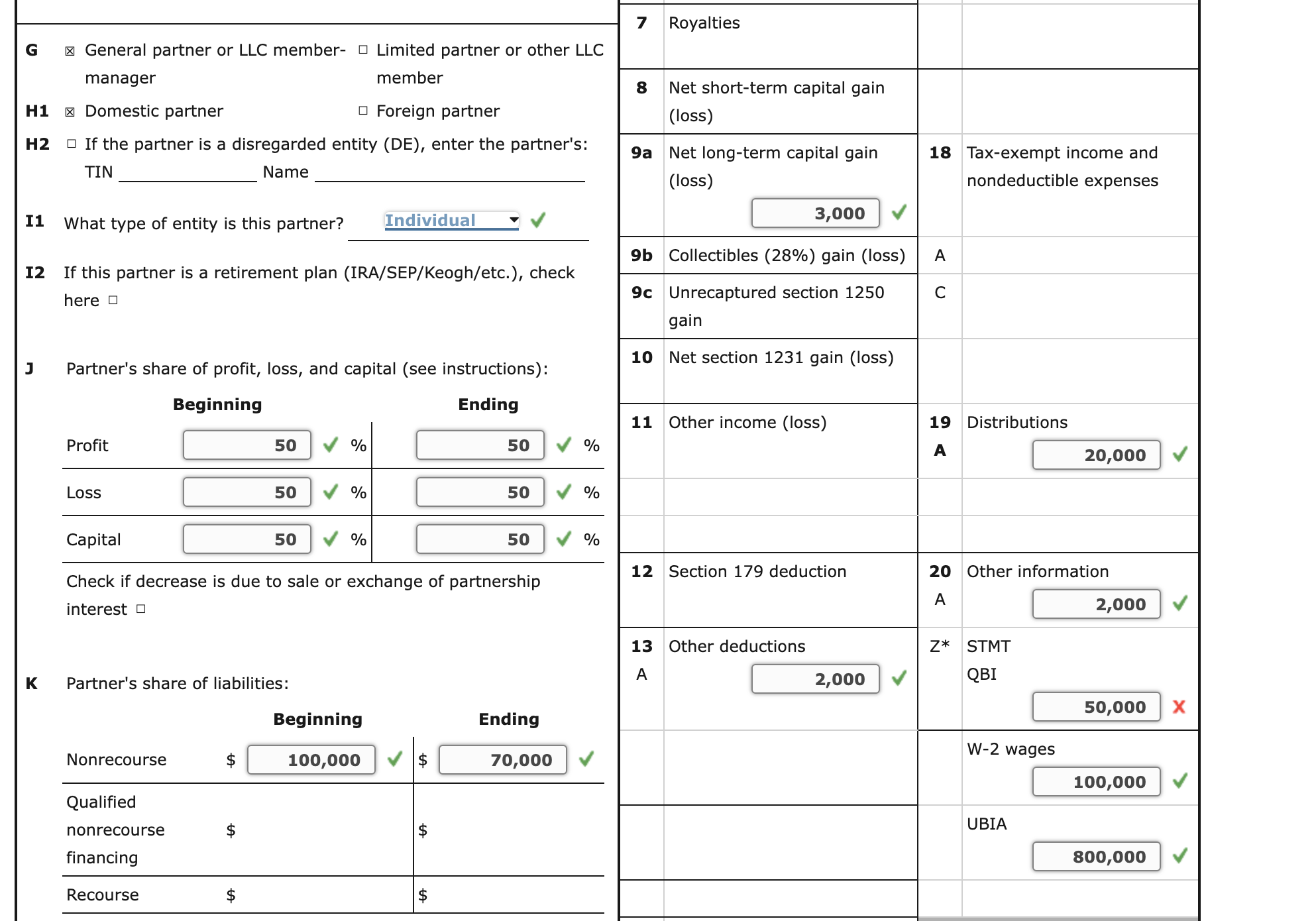 Mitchell share equally (50\%) in the profits, losses, and capital of the