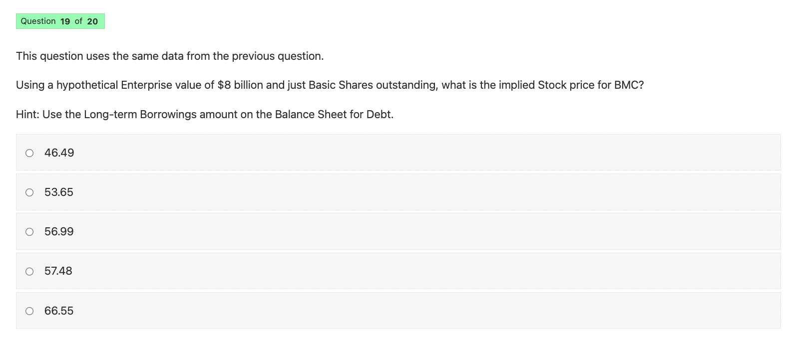 Please select option for these question - Trading comps This question uses