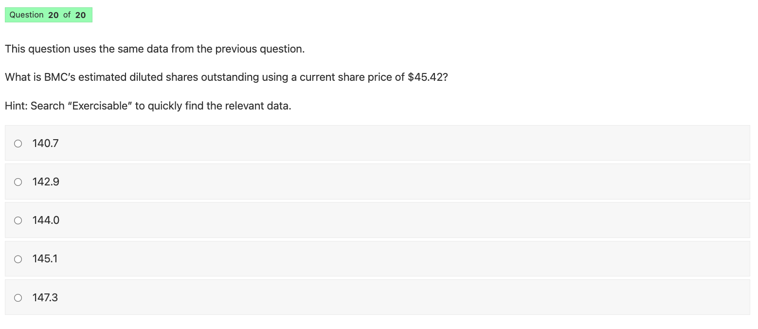 the same data from the previous question. Using a hypothetical Enterprise value