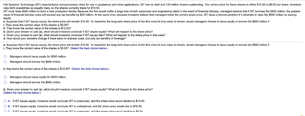  Info Systems Technology (IST) manufactures microprocessor chips for use in appliances