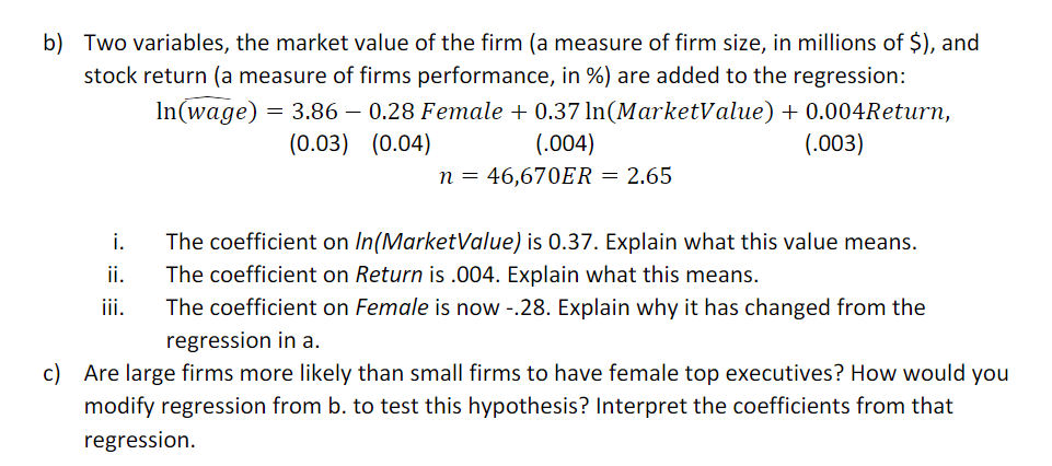 in top corporate jobs. The regressions are performed on data from top