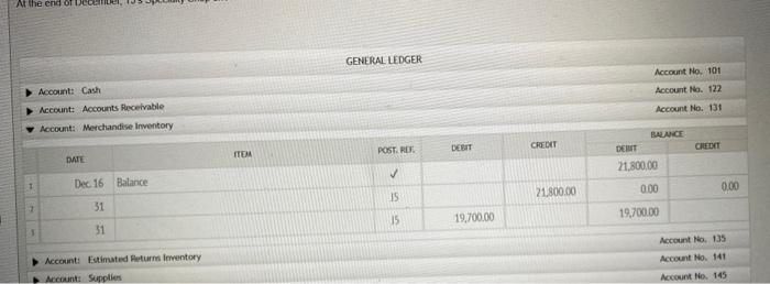 following ledger balances after adpusting entries have been made At the end