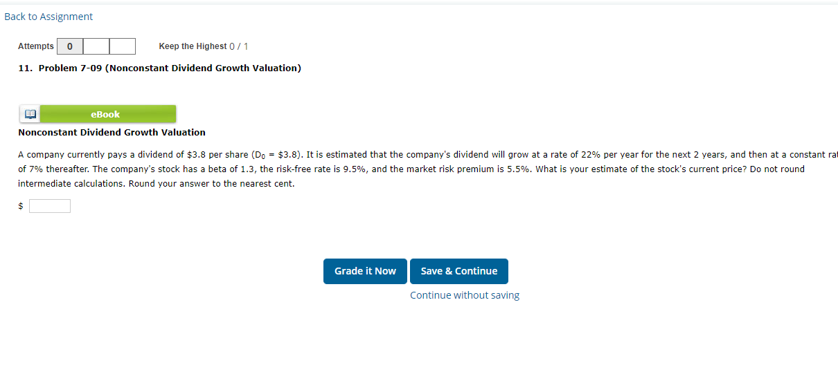  Back to Assignment Attempts 0 Keep the Highest 0/1 11. Problem
