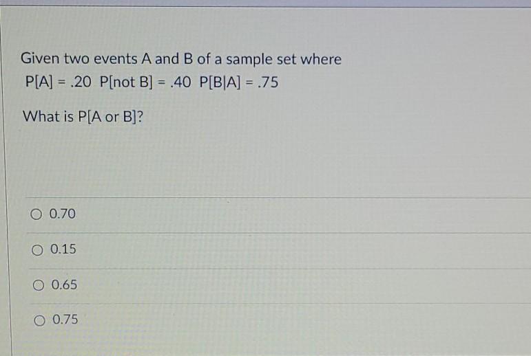  Given two events A and B of a sample set where