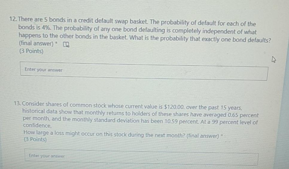 Final answer please 12. There are 5 bonds in a credit