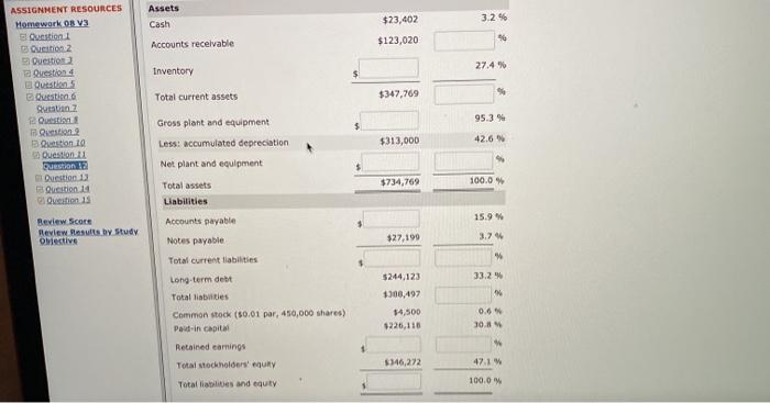  Assets Cash 3.2% ASSIGNMENT RESOURCES Homework OB V3 El Question 1