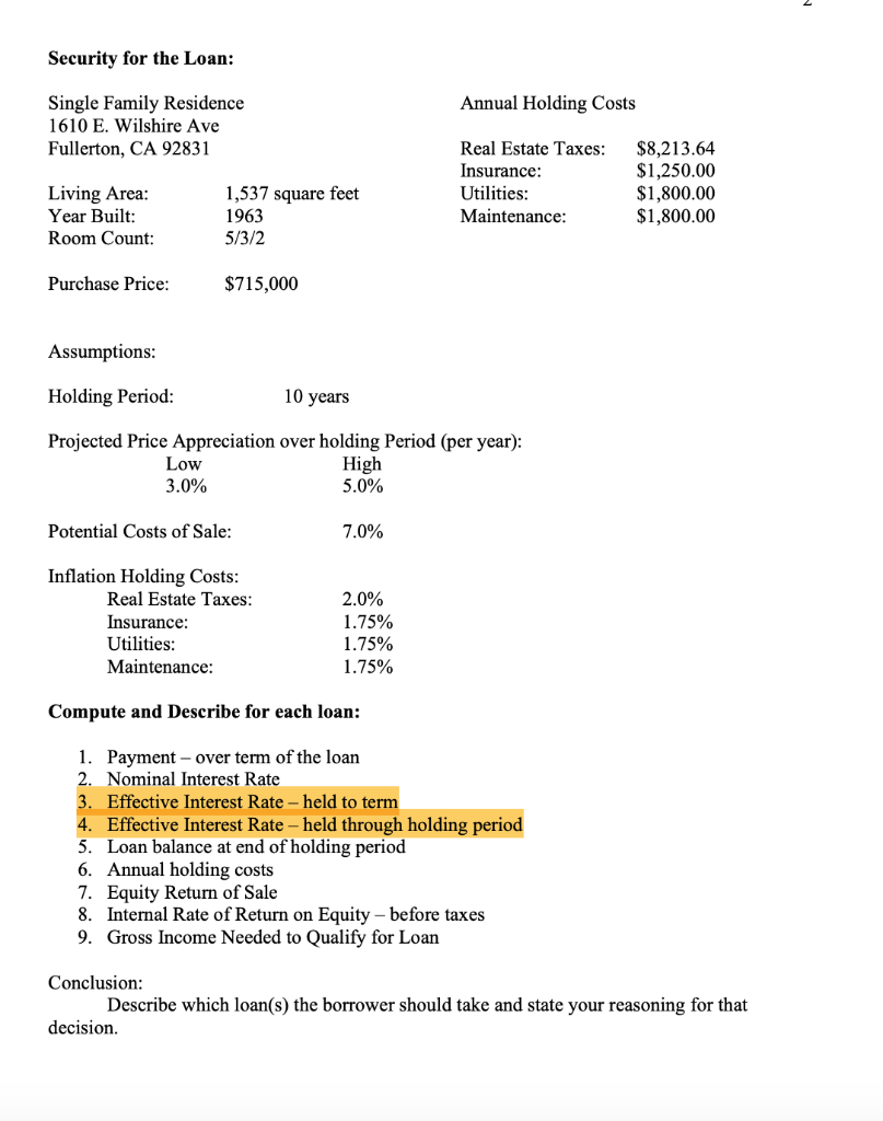 show excel sheet and formula. 3. Effective Interest Rate - held to