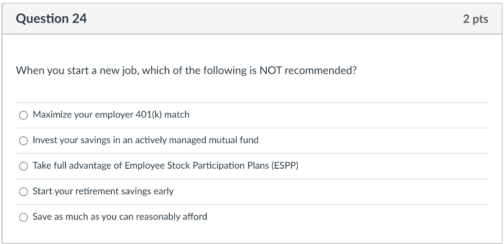  Please help me with this question Question 24 2 pts When