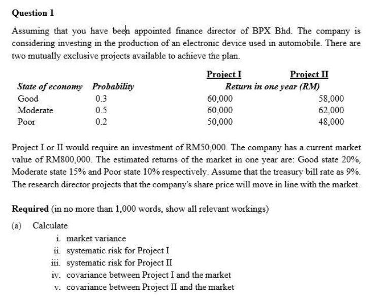 Please help me Question 1 Assuming that you have been appointed finance