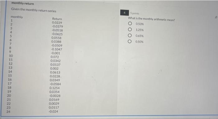 average return? Given the annual return series year 1: 50% year 2: