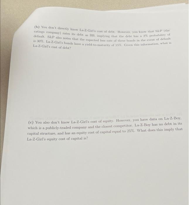 0 Question 7 (30 points) Suppose that we are now in year