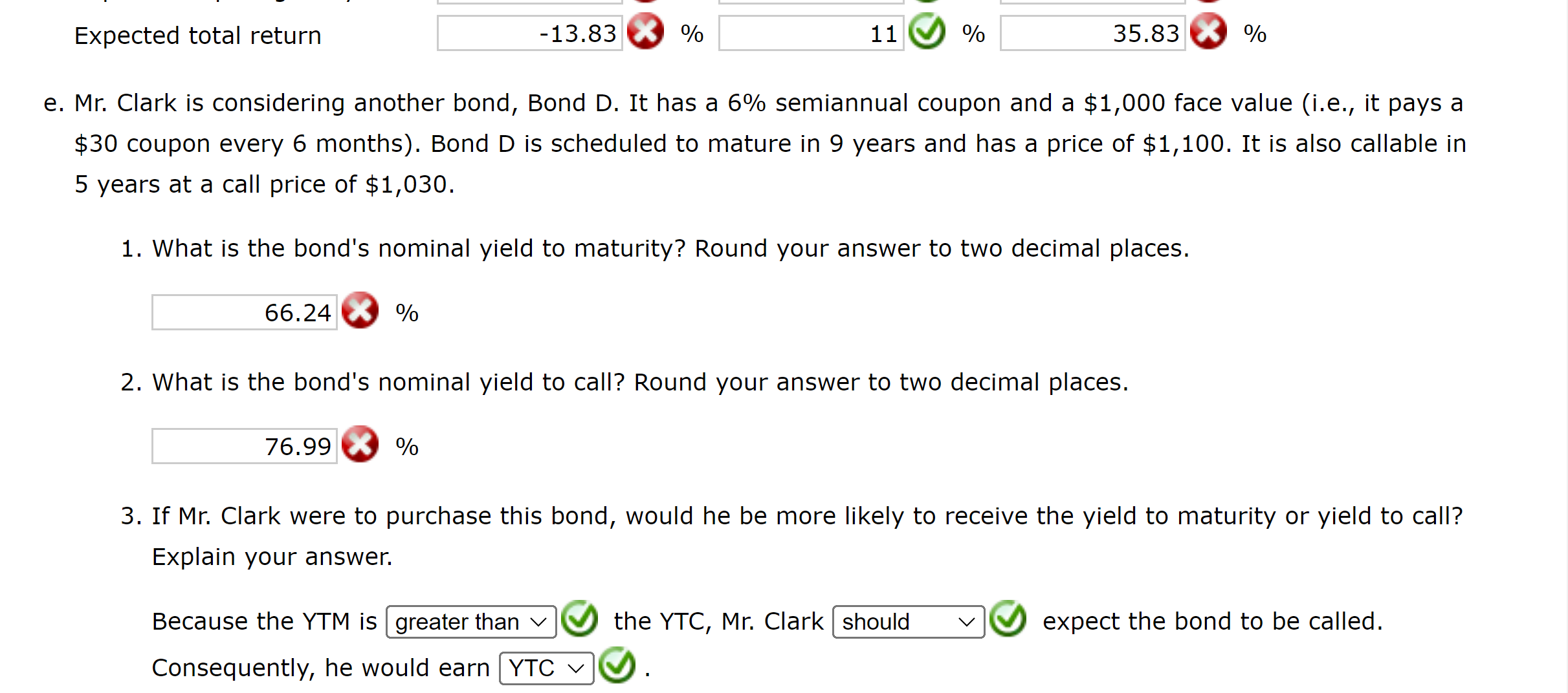 in corporate bonds. His financial planner has suggested the following bonds: Bond