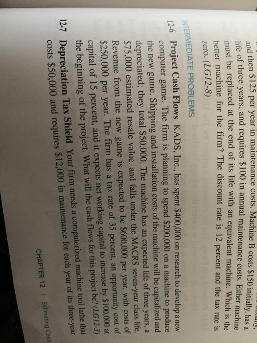 12-6, Please show work please show work on excel ance costs. Machine