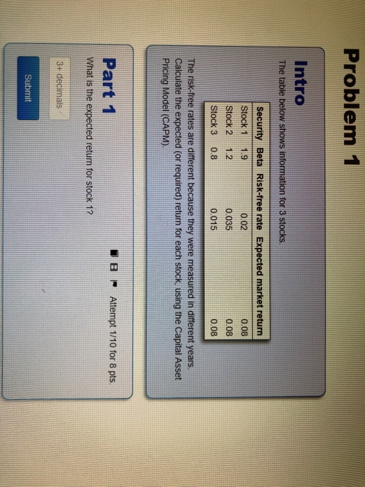  Please and thank you. Problem 1 Intro The table below shows