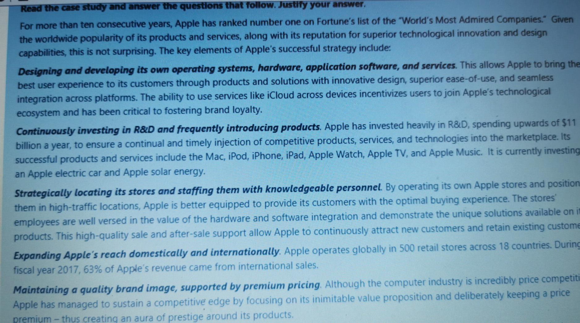  Read the case study and answer the questions that follow. Justify