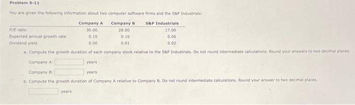 9. You are given the following information about two computer software firms