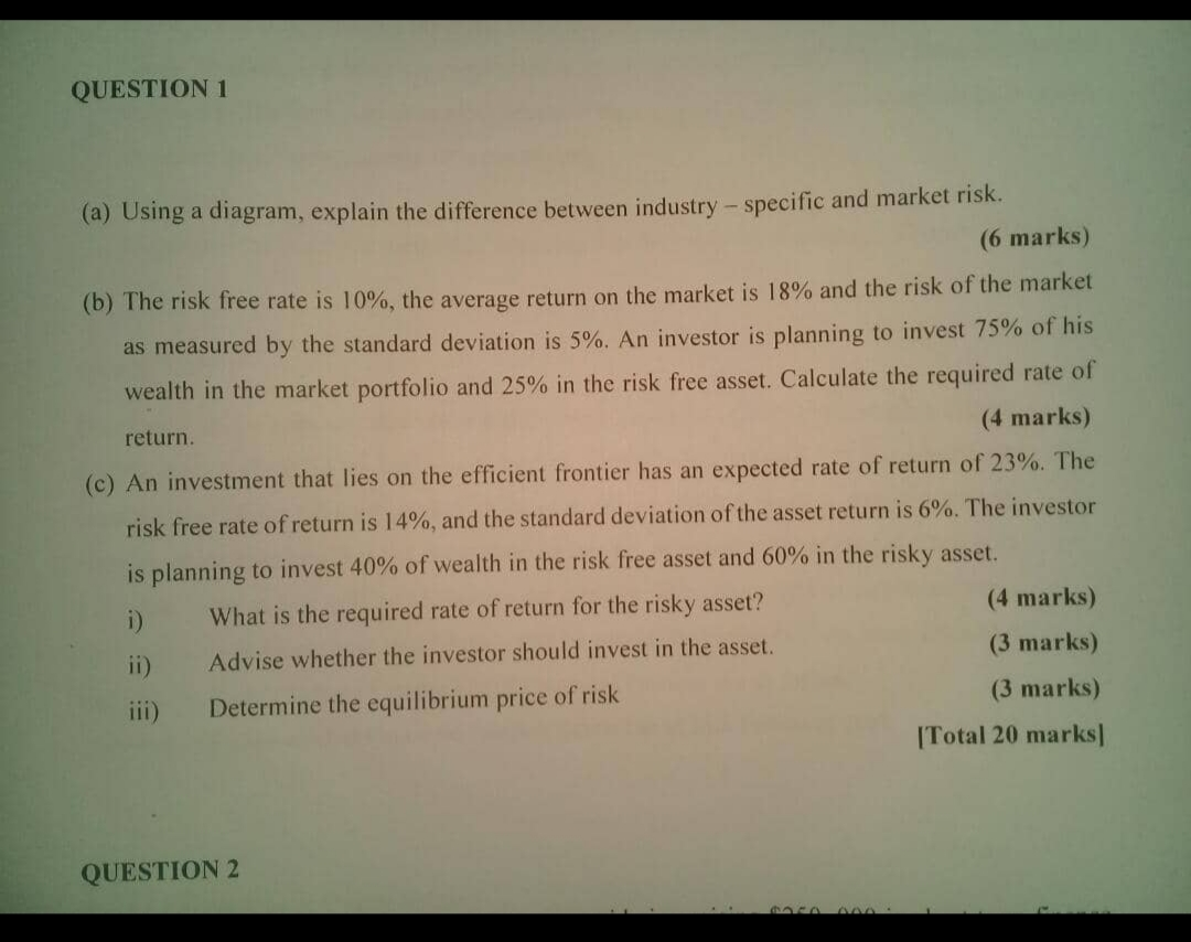 QUESTION 1 (a) Using a diagram, explain the difference between industry-specific
