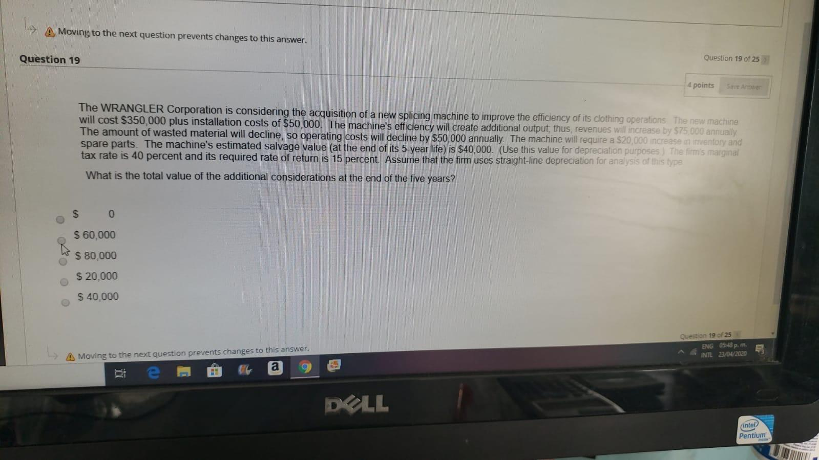 > A Moving to the next question prevents changes to this