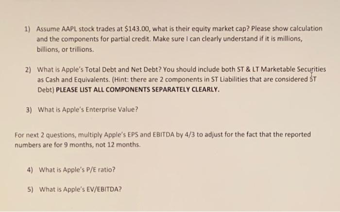 i need help please do on excel 1) Assume AAPL stock trades