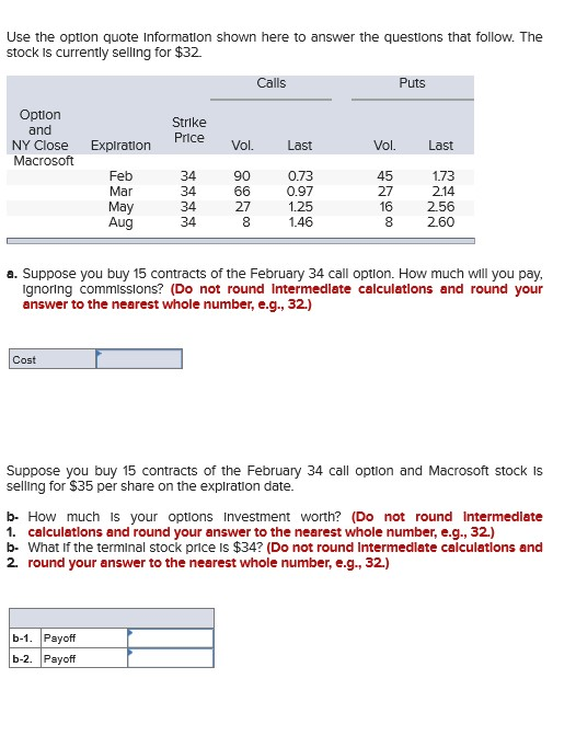  Use the option quote Information shown here to answer the questions