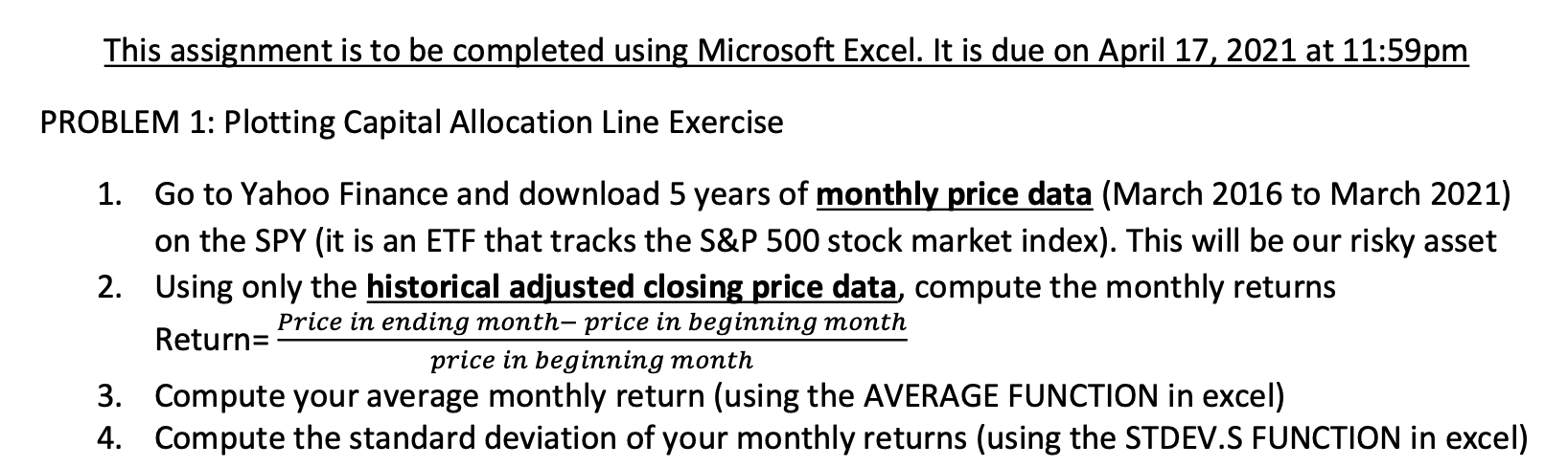 This assignment is to be completed using Microsoft Excel. It is
