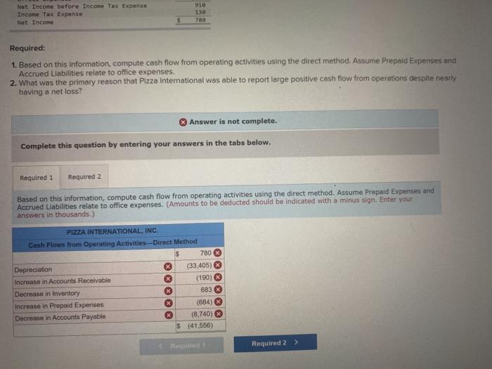 Increase in prepaid expenses Decrease in accounts payable Increase in accrued liabilities