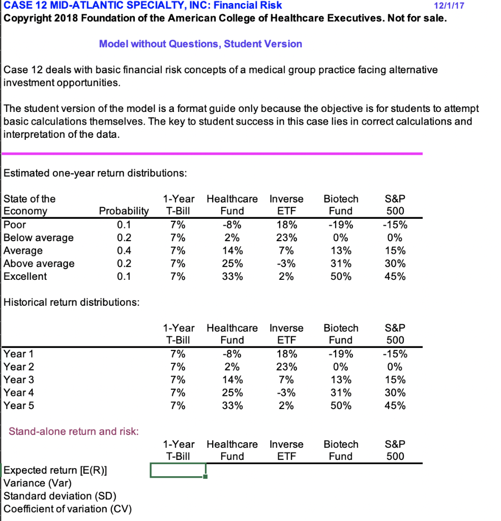 This discussion is on Pink Chapter 12. Use the excel spreadsheet associated