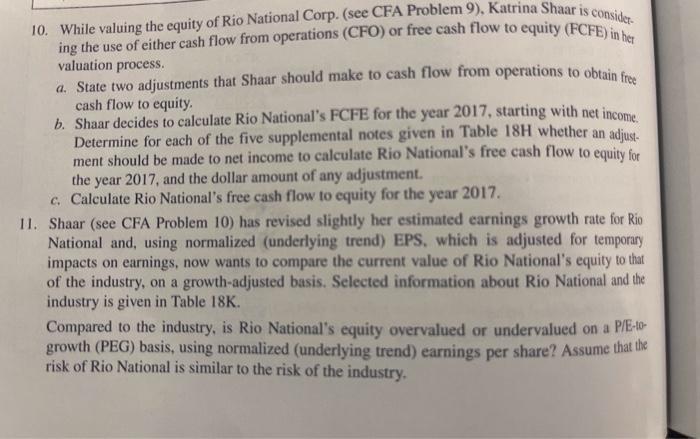 I need help with question 11 please. 10. While valuing the equity