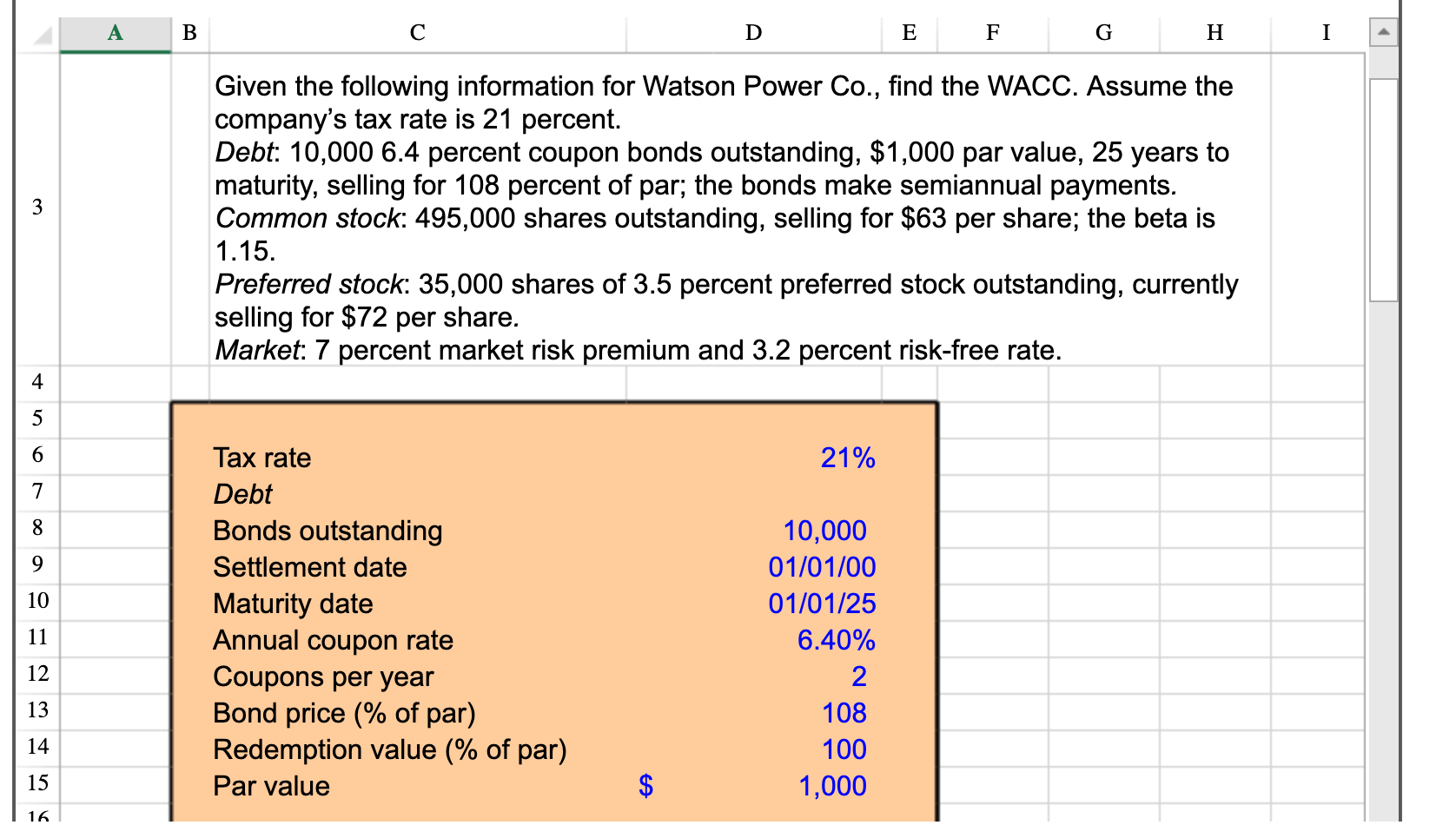 A B D E F G H I 3 Given the