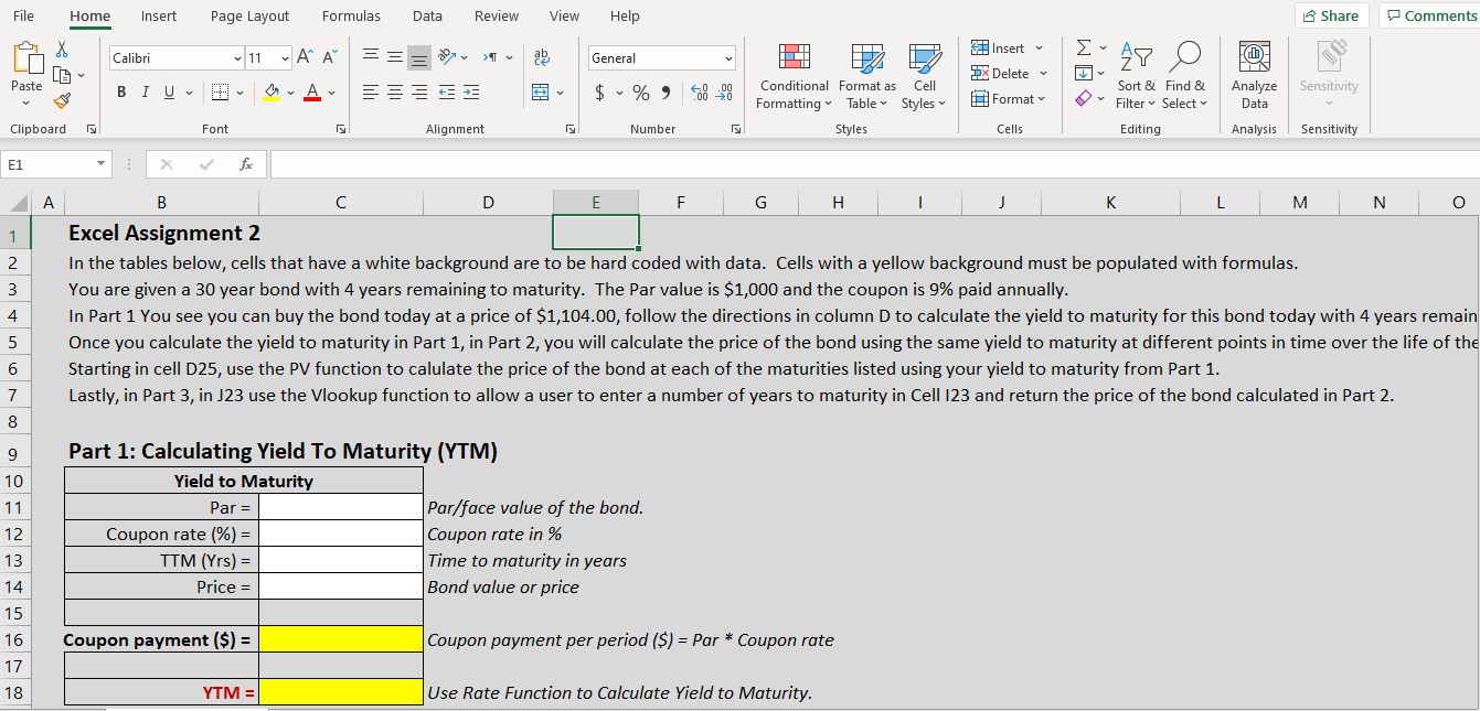 In the tables below, cells that have a white background are to