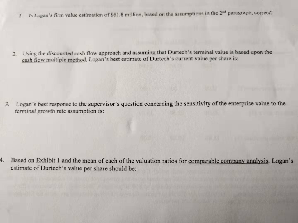 a likely takeover candidate and has asked Logan to estimate the company's