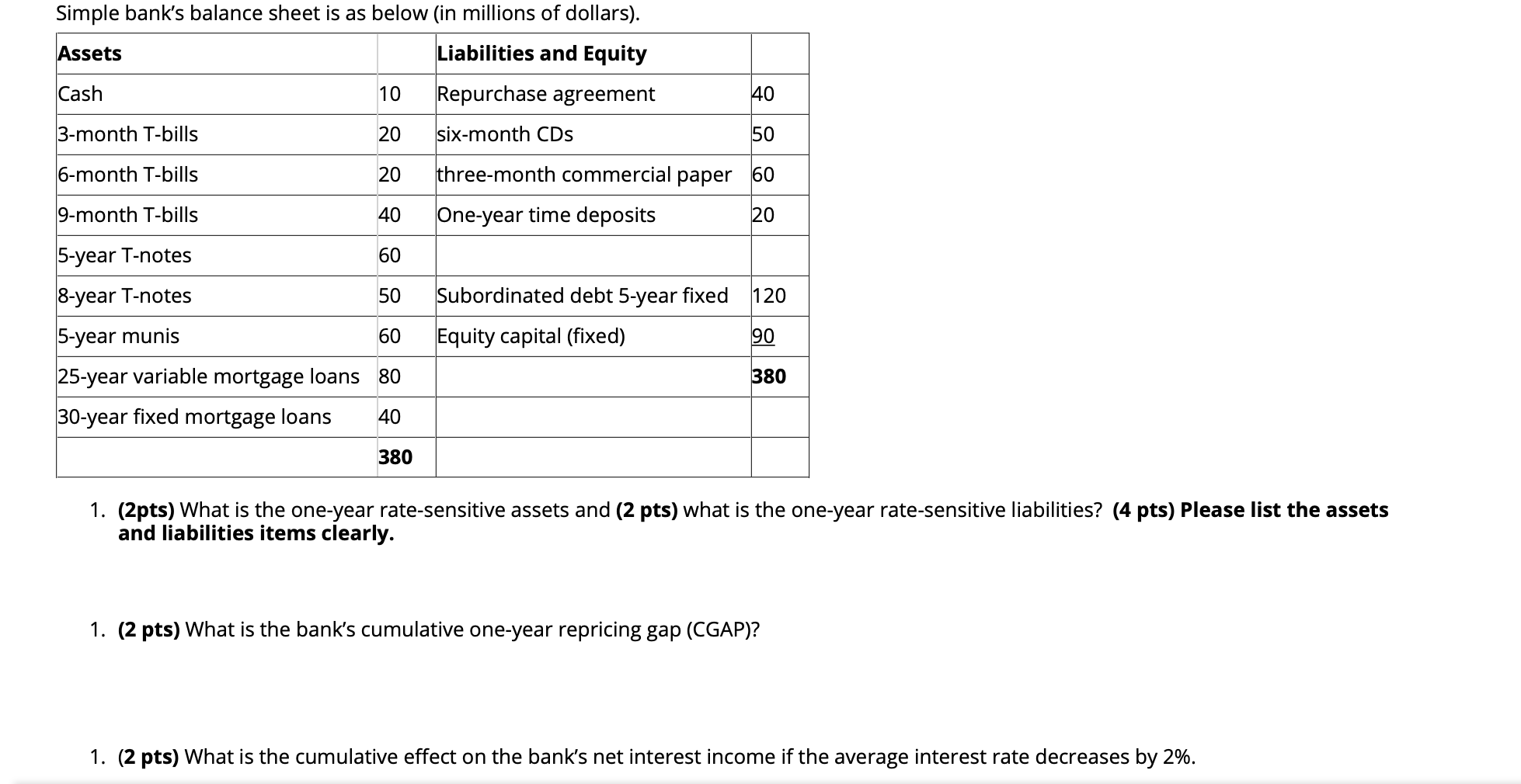 Please answer all parts and please don't answer in excel format.