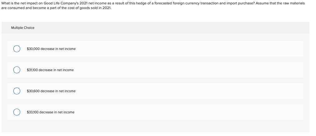 Good Life Company forecasts the purchase of raw materials from a Chilean