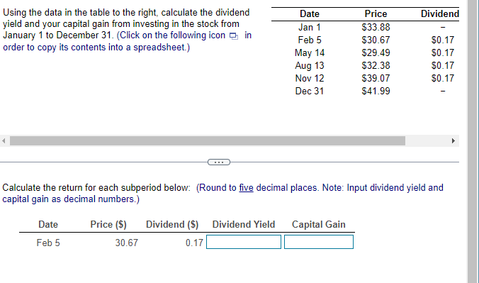 Please Answer for all dates!! Using the data in the table to