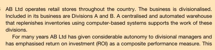  please show working out AB Ltd operates retail stores throughout the
