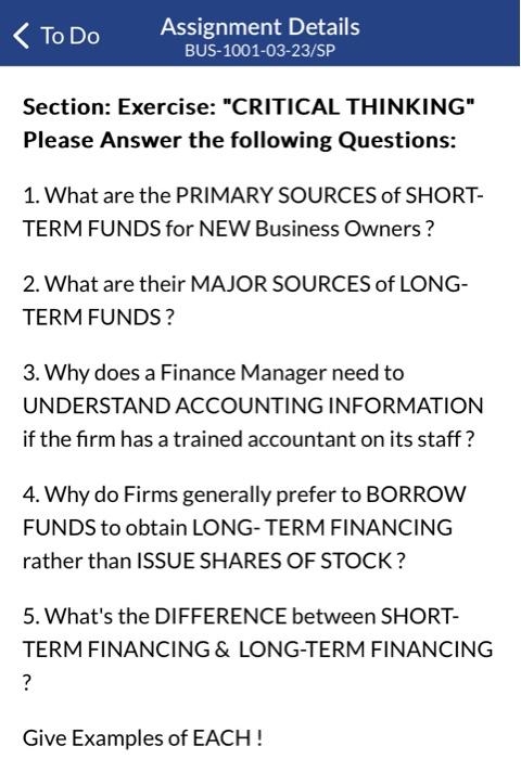  Section: Exercise: "CRITICAL THINKING" Please Answer the following Questions: 1. What
