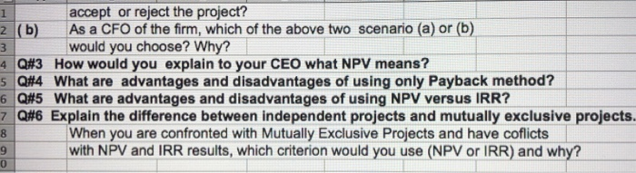 Net Project Cashflows, NPV, and IRR 8 (c) Develop problem-solving and critical