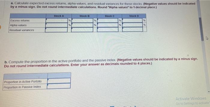 forecasters in the following table Asset Stock A Stock B Stock C