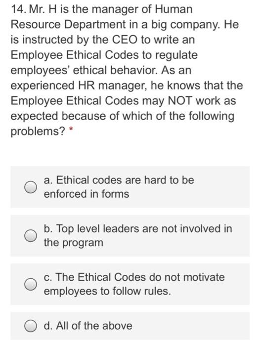 Please tell me which one is the correct answer 14. Mr. H