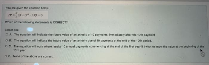  You are given the equation below. F-+9" - 1)(1+1) Which of