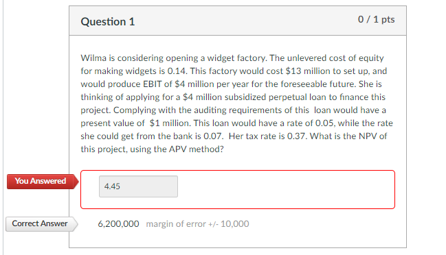 Please give a detailed solution process. thank you Question 1 0/1 pts