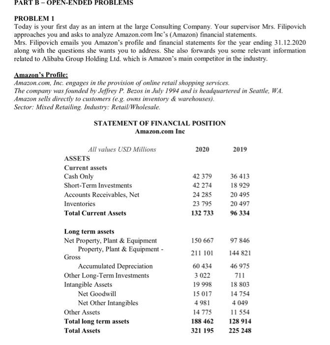  PART B - OPEN-ENDED PROBLEMS PROBLEM 1 Today is your first